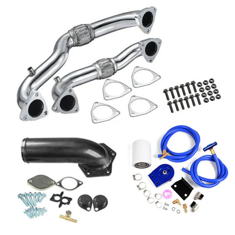 For 2008-2010 Ford 6.4L Powerstork EGR Delete kit Exhaust Bypass Up Pipe & Coolant Filtration